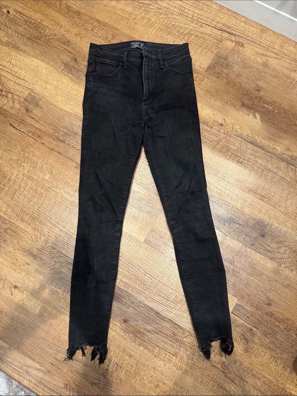 Abercrombie & Fitch Black Skinny Jeans with Raw Hem
